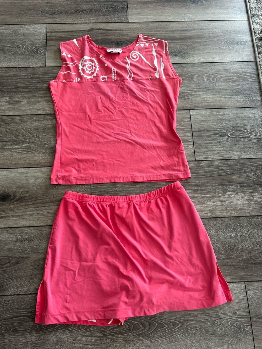 Sleeveless Coral Pink Women's Swim Set